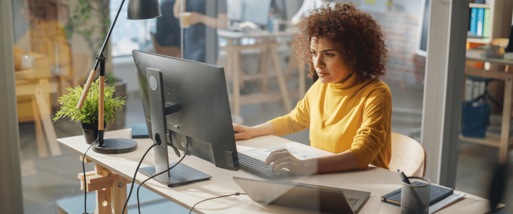 Person working on computer. 