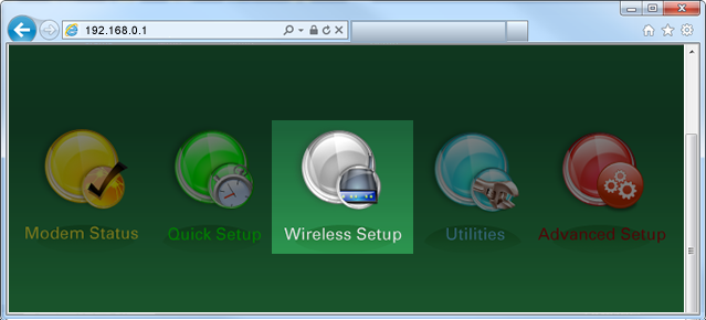 Wireless Setup menu image