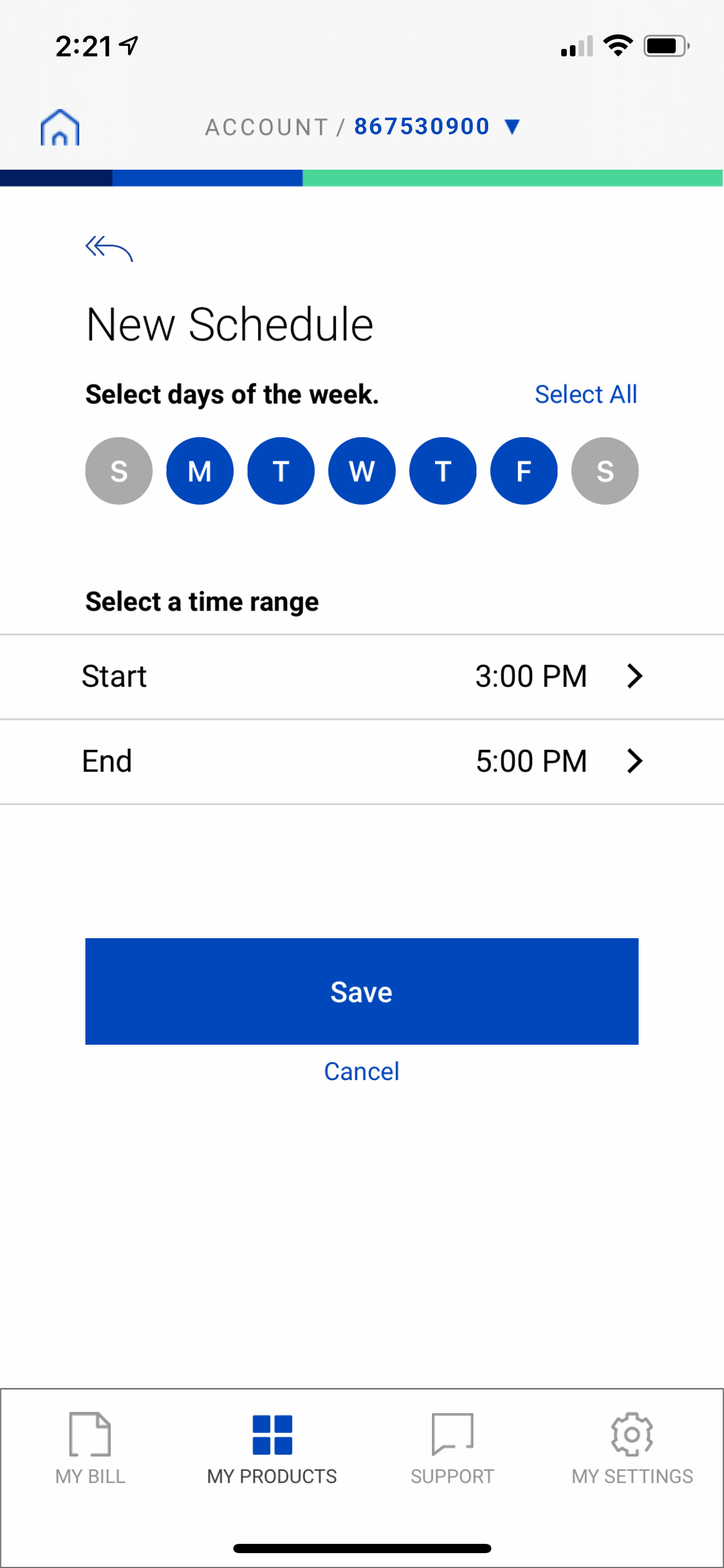 screenshot Secure WiFi - New Schedule